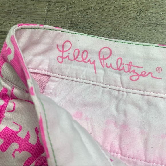 Lilly Pulitzer Scallop Hem Buttercup Shorts Pink Elephant Print Size 2 - Picture 4 of 10